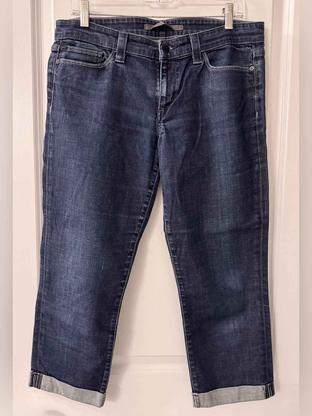 #2407 - Joe’s Jeans Socialite Kicker Capri Geneveve Dark Blue Wash Denim Jeans